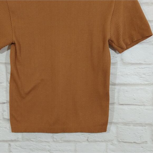 E Hippie Rose Juniors Caramel Brown Crewneck Short Sleeve Seamless T-Shirt Top M - Picture 6 of 7